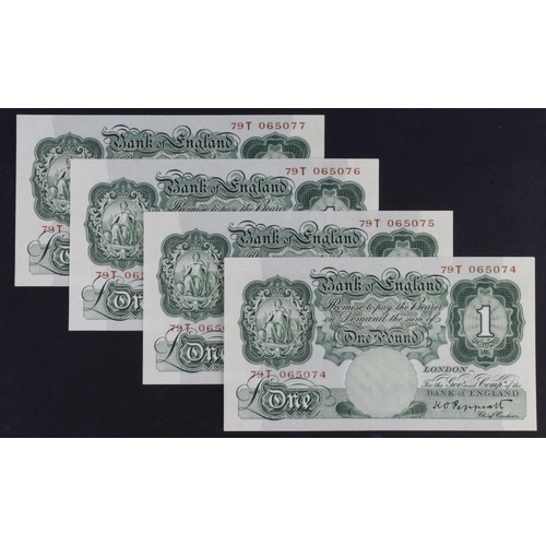 212 - Peppiatt 1 Pound (B238) issued 1934 (4), a rare consecutively numbered run, serial 79T 065074 - 79T ... 