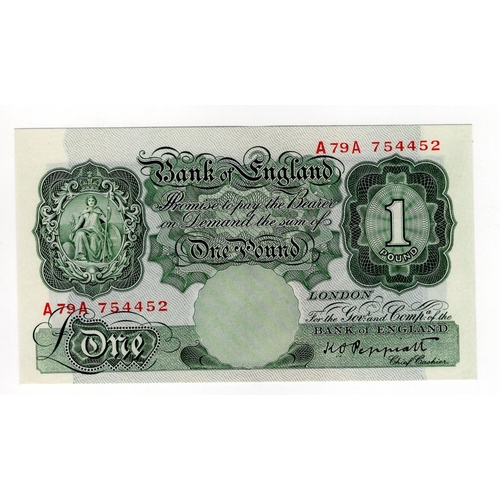 213 - Peppiatt 1 Pound (B239) issued 1934, FIRST SERIES serial A79A 754452 (B239, Pick362c) soft centre fo... 