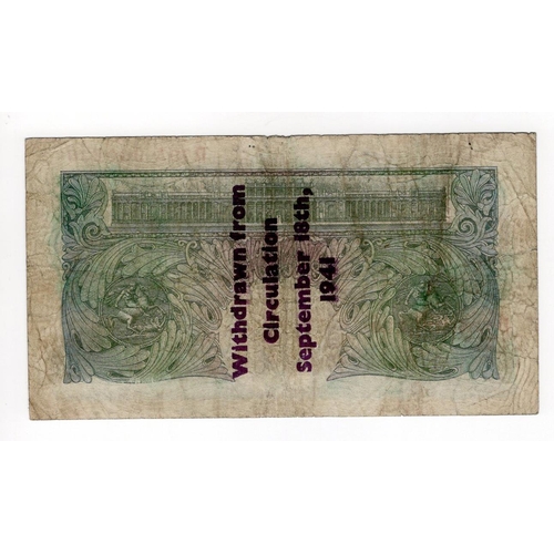 214 - Peppiatt 1 Pound (B239A) issued 1941, Guernsey Overprint 'Withdrawn from circulation September 18th ... 