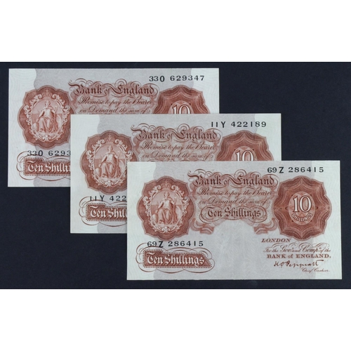 223 - Peppiatt 10 Shillings (B236) issued 1934 (3), pre war issue without security thread, FIRST series, M... 