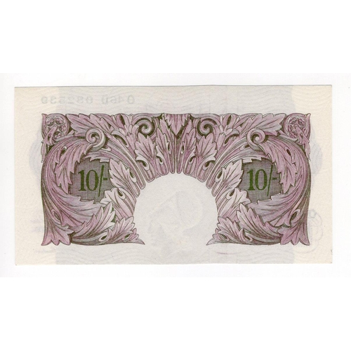 227 - Peppiatt 10 Shillings (B251) issued 1940, mauve WW2 emergency issue, serial O46D 082539 (B251, Pick3... 