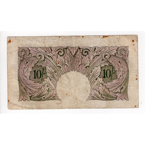 228 - Peppiatt 10 Shillings (B252) issued 1940, mauve WW2 emergency issue, scarce REPLACEMENT note, serial... 