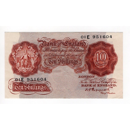 231 - Peppiatt 10 Shillings (B262) issued 1948 with security thread, rare FIRST prefix of LAST SERIES seri... 