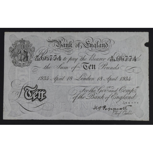 241 - Peppiatt BERNHARD note, 10 Pounds dated 18th April 1934, serial K/133 66774, London issue (B242 for ... 