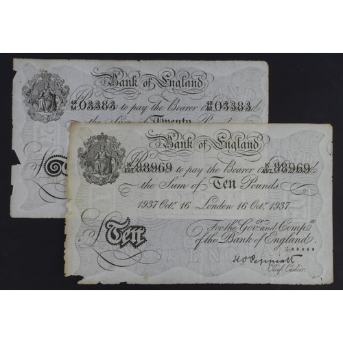 248 - Peppiatt BERNHARD notes (2), 20 Pounds dated 20th August 1934, serial 48/M 03383, London issue (B243... 