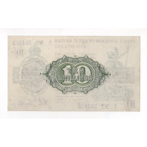 25 - Bradbury 10 Shillings (T18) issued 22nd October 1918, serial A/7 354813, No. with dash (T18, Pick350... 