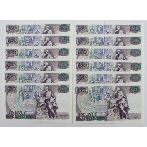 263 - Somerset 20 Pounds (12) issued 1984, a consecutively numbered run serial 07C 971093 - 07C 971104 (B3... 