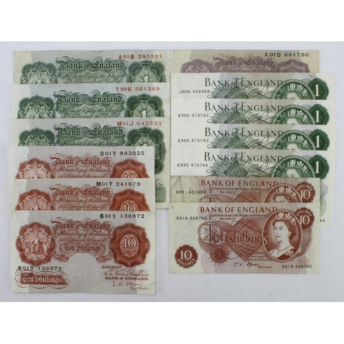 277 - Bank of England (13), a good collection of mid series FIRST and LAST PREFIX notes comprising Peppiat... 