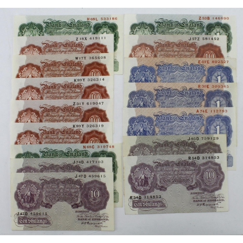 281 - Bank of England (16), a good group of higher grade Britannia issues, Peppiatt 10 Shillings (4) and 1... 