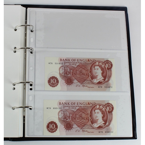 291 - Bank of England (49), a collection of 10 Shillings and 1 Pounds in an album, O'Brien 10 Shillings (1... 