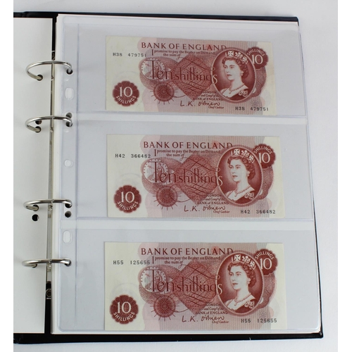 291 - Bank of England (49), a collection of 10 Shillings and 1 Pounds in an album, O'Brien 10 Shillings (1... 