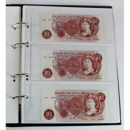 291 - Bank of England (49), a collection of 10 Shillings and 1 Pounds in an album, O'Brien 10 Shillings (1... 