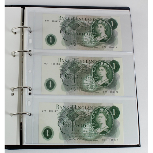 291 - Bank of England (49), a collection of 10 Shillings and 1 Pounds in an album, O'Brien 10 Shillings (1... 