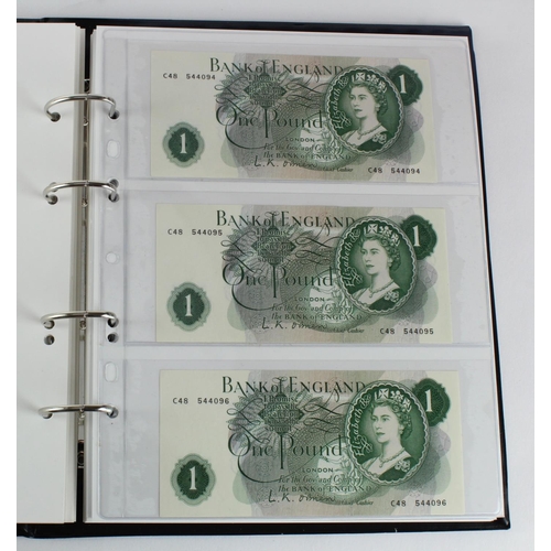 291 - Bank of England (49), a collection of 10 Shillings and 1 Pounds in an album, O'Brien 10 Shillings (1... 