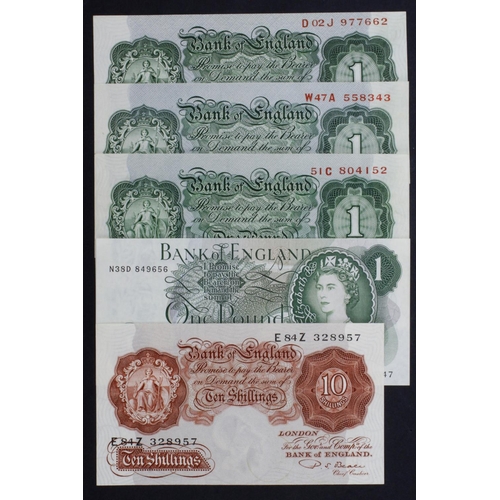 292 - Bank of England (5), a small group of very high grade notes, Peppiatt 1 Pound issued 1934 serial 51C... 