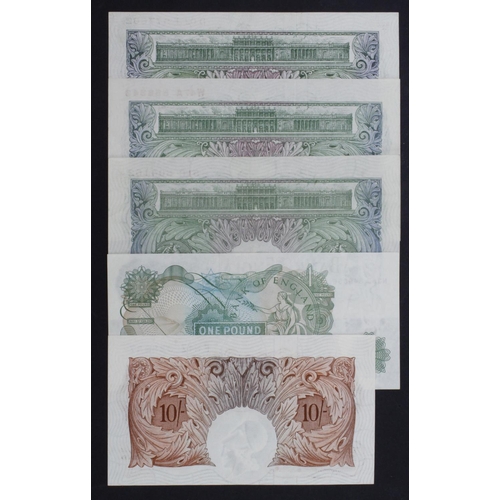 292 - Bank of England (5), a small group of very high grade notes, Peppiatt 1 Pound issued 1934 serial 51C... 