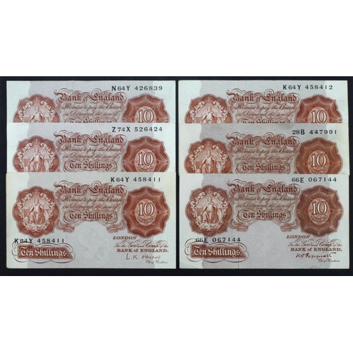 295 - Bank of England (6), a group of Britannia 10 Shillings, Peppiatt 10 Shillings issued 1948, LAST seri... 