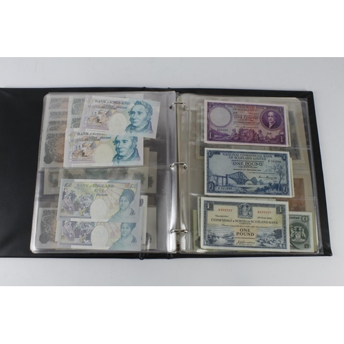 302 - Bank of England, Treasury, Scotland, Jersey, Guernsey collection in an album (71), including Bradbur... 