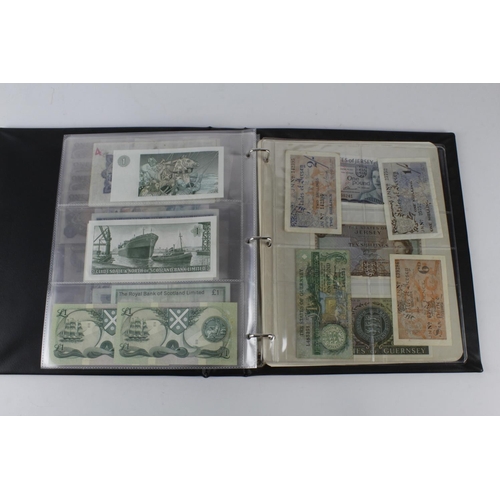 302 - Bank of England, Treasury, Scotland, Jersey, Guernsey collection in an album (71), including Bradbur... 