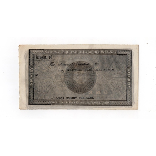 306 - Birmingham, National Equitable Labour Exchange Birmingham Branch unissued Robert Owen note for 1 Hou... 