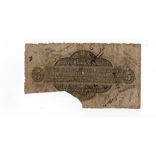 313 - Craven Bank Settle 5 Pounds dated 1873, serial No. 1208 for Self & other partners (Outing1910a) cow ... 