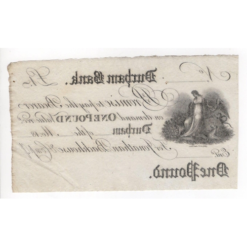 316 - Durham Bank 1 Pound unissued, for Jonathan Backhouse & Compy. (Outing722d) about Uncirculated