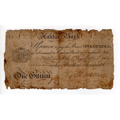 320 - Halifax Bank 1 Guinea dated April 1803, serial No. V248 for Brothers Swaine & Co. (Outing875a) pinho... 