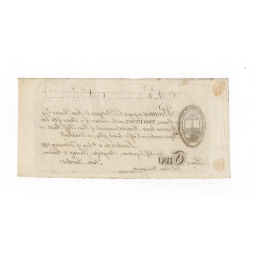 327 - London Skit Note 2 Pence dated 1819 'Tim Tartlett - promise to pay Col. Pattypan & Sam. Roarer', for... 