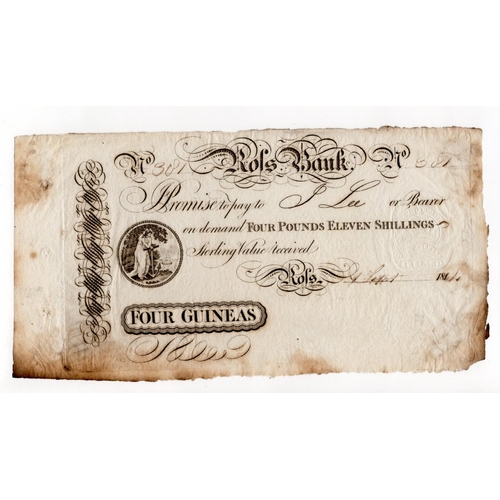 332 - Ross Bank unissued 4 Guineas (4 pounds 11 Shillings) dated 1914, No. 381 (PMI PB317) toning/stain, g... 