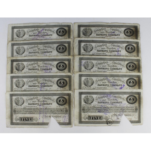 338 - Stamford, Spalding & Boston 5 Pounds (10), dated 1896 - 1902 cut cancelled (Outing2036f) about Fine ... 