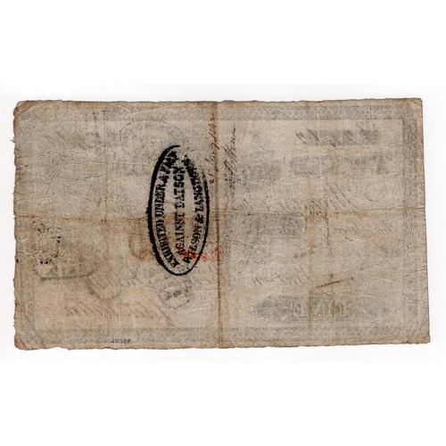 340 - Tweed Bank, Berwick on Tweed 5 Pounds dated 1839, serial No. 2462 for Batson, Berry & Langhorn (Outi... 