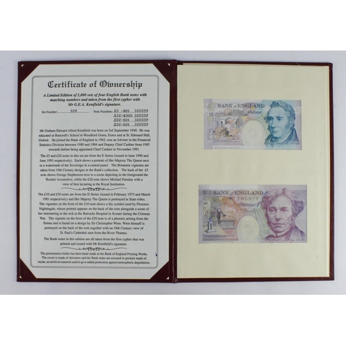 351 - Debden set C106 Firsts, a set of 4 notes issued 1993 and signed Kentfield, all FIRST RUN notes with ... 