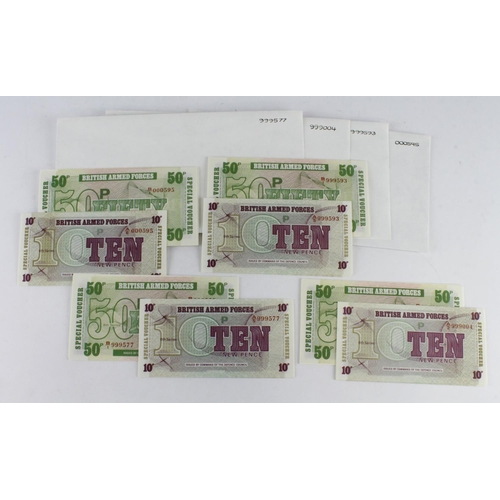 358 - British Armed Forces (45), 3 sets of 11 notes with MATCHING HIGH serial numbers, serial numbers 9990... 