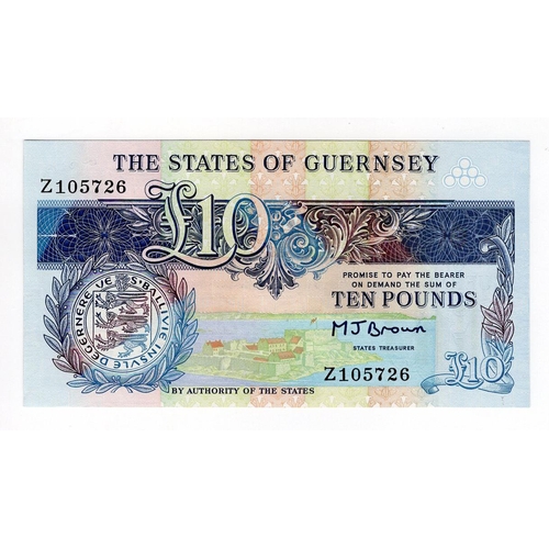 372 - Guernsey 10 Pounds issued 1991 - 1995, REPLACEMENT note 'Z' prefix, serial Z105726 (TBB B159az, Pick... 