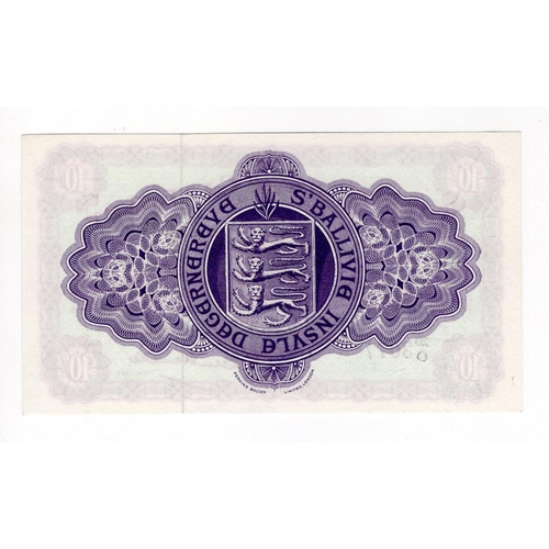 374 - Guernsey 10 Shillings dated 1st July 1966, signed Guillemette, serial 20/O 3077 (TBB B147q, Pick42c)... 