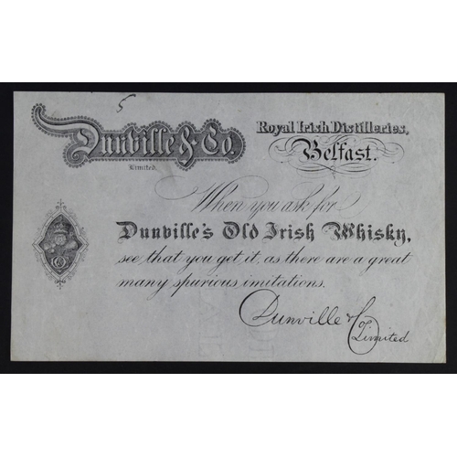 379 - Ireland Dunville's Old Irish Whisky, Dunville & Co. Royal Irish Distilleries, Belfast, advertising n... 