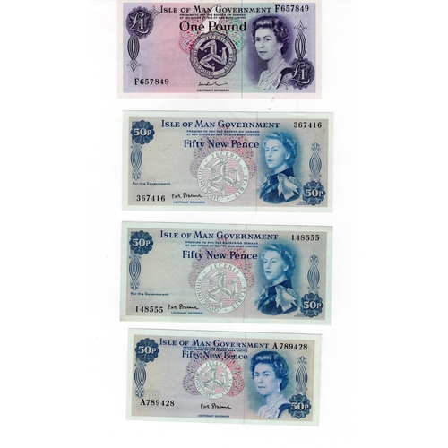 391 - Isle of Man (8), Garvey 1 Pound 1961, Stallard 50 Pence 1969 (2), Stallard 50 Pence 1972, John Paul ... 