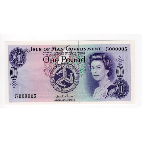 395 - Isle of Man 1 Pound issued 17th May 1979 (1972), signed John W. Paul, EXCEPTIONALLY LOW SERIAL No., ... 