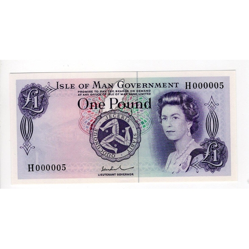 396 - Isle of Man 1 Pound issued 17th May 1979 (1972), signed John W. Paul, EXCEPTIONALLY LOW SERIAL No., ... 