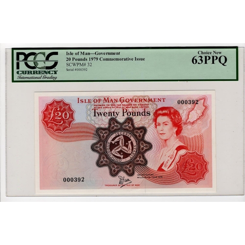 399 - Isle of Man 20 Pounds issued 1979, Commemorative Issue Millennium overprint, signed W. Dawson, LOW s... 