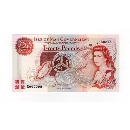 400 - Isle of Man 20 Pounds not dated issued 2006, signed J.A. Cashen, LOW serial number, serial G000095 (... 