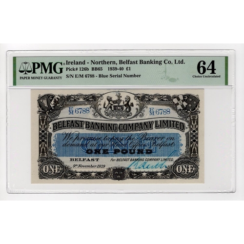 419 - Northern Ireland, Belfast Banking Company 1 Pound dated 9th November 1939, serial E/M 6788 (PMI BB65... 