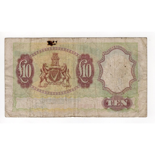 423 - Northern Ireland, National Bank Limited 10 Pounds dated 1st July 1959, LAST DATE of issue, serial A4... 