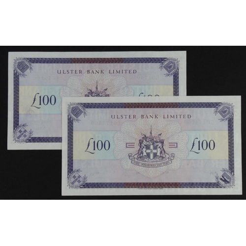 431 - Northern Ireland, Ulster Bank Limited 100 Pounds (2) dated 1st December 1990, signed David Went, a c... 