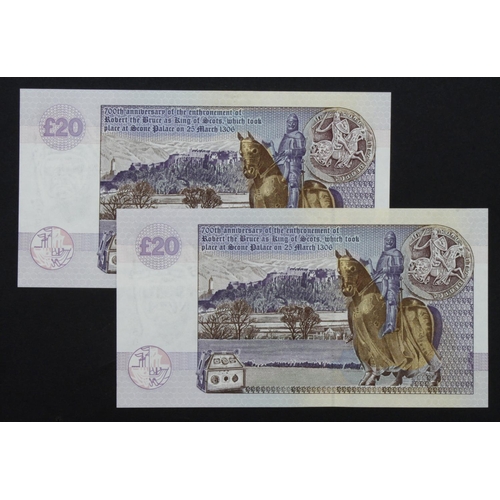 460 - Scotland, Clydesdale Bank 20 Pounds dated 25th March 2006 (2), commemorative note 700th Anniversary ... 