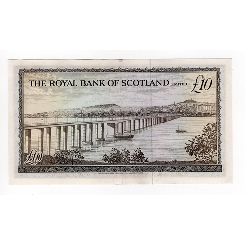 472 - Scotland, Royal Bank of Scotland 10 Pounds dated 19th March 1969, signed Robertson & Burke, serial A... 