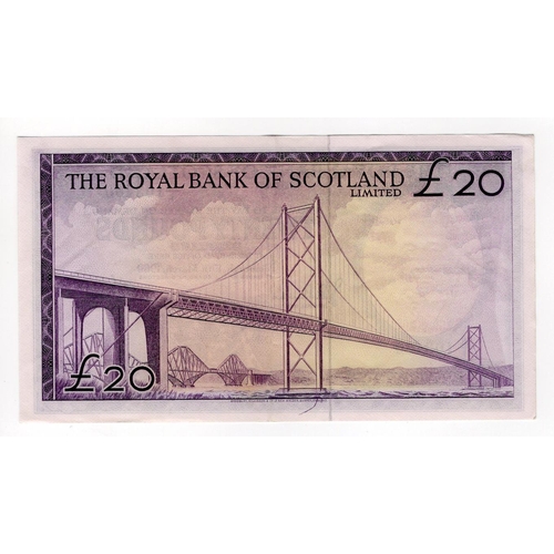 476 - Scotland, Royal Bank of Scotland 20 Pounds dated 19th March 1969, signed Robertson & Burke, serial A... 