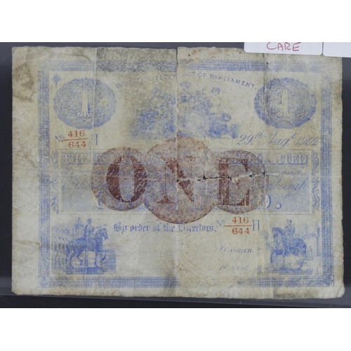 481 - Scotland, Union Bank 1 Pound dated 29th August 1902, rare very early date, printer Perkins, Bacon & ... 