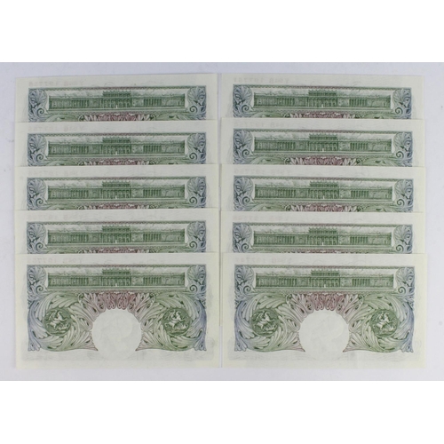 49 - Beale 1 Pound (B268) issued 1950 (10), a consecutively numbered run, serial Y94B 197747 - Y94B 19775... 