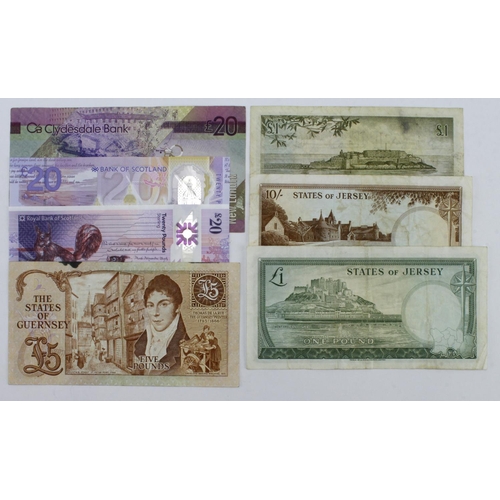 542 - British Isles (7), Scotland 20 pounds (3) Clydesdale Bank dated 2009, Bank of Scotland polymer dated... 